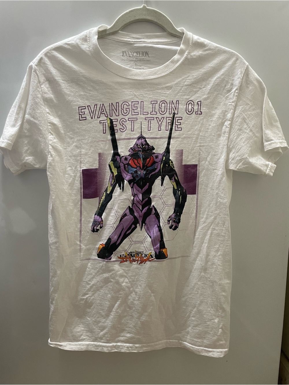 Neon Genesis Evangelion Shirt Mens Small White Anime Cartoon EVA 01 Graphic Tee